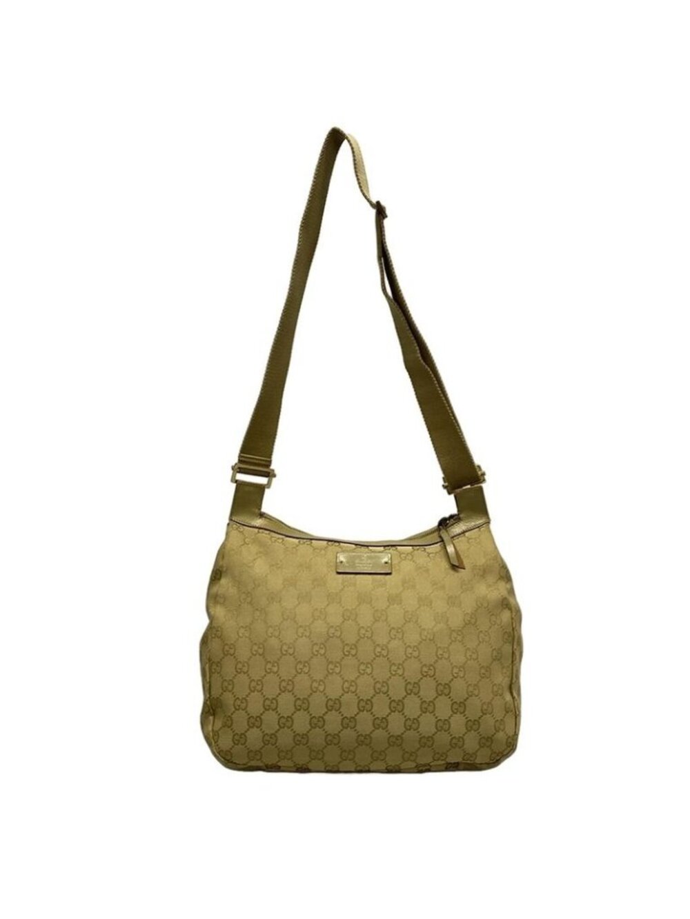★SOLD★ Gucci Shoulder Bag GG Pattern Beige Green Leather - Picture 3 of 12